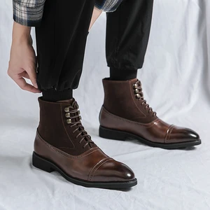 Classic Design Fashion Point Toechelsea Boots  Hard Wearing Thin Looking Dress Shoes Men Boots Botas Para Hombres