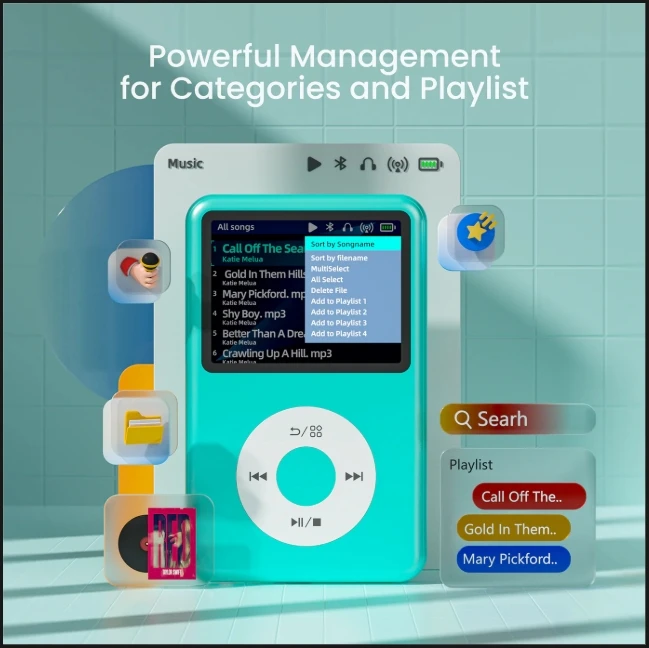 Innioasis Y1 HiFi Lossless 128GB MP3 Player with Touch Screen, FM