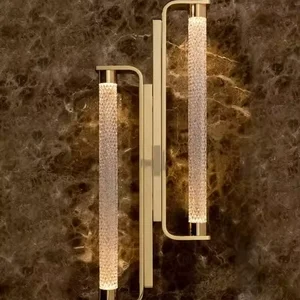 Hotel High Quality Hotel Luxury Unique Brass Wall Creative Duplex Villa Staircase Long Crystal Lamp Rotating Staircase Pendant