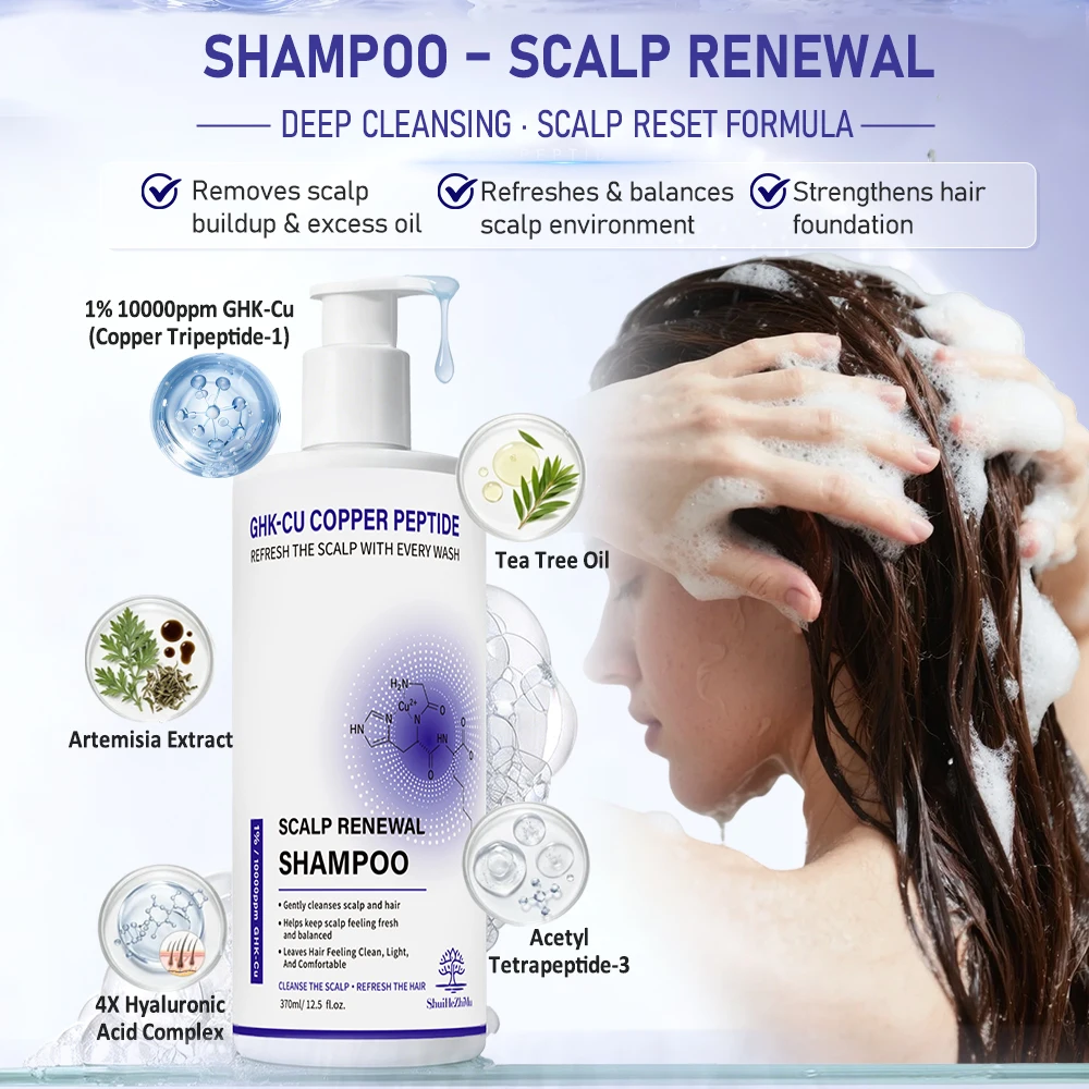 Private Label GHK-Cu Shampoo Blue Copper Peptide Hair Growth Shampoo for Thinning Hair OEM Custom Formula Hair Care Manufacturer