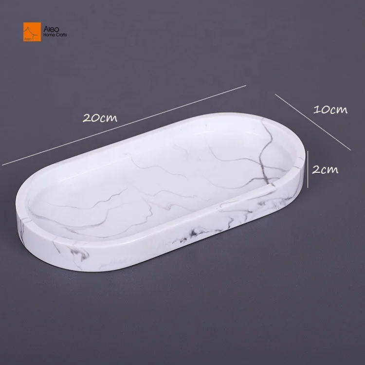 Marble Round Vanity Tray 10.2" - Natural Stone Jewelry Dish, Bathroom Organizer, Serving Tray For Countertop Decor - View #8
