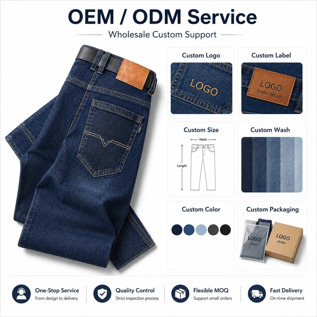 Factory Custom Business Edition Loose Men's Stretch Jeans Straight Plus Size Formal Casual Men Jeans
