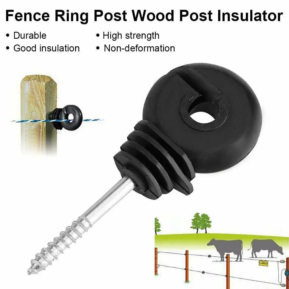 Details about   husbandry screws Electric Fence Wood timber Post Insulators tape cord wire fence 