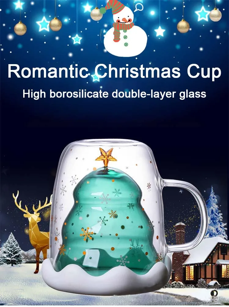 Eco Friendly Christmas styling with lids tumbler cups insulated cup double glass cup