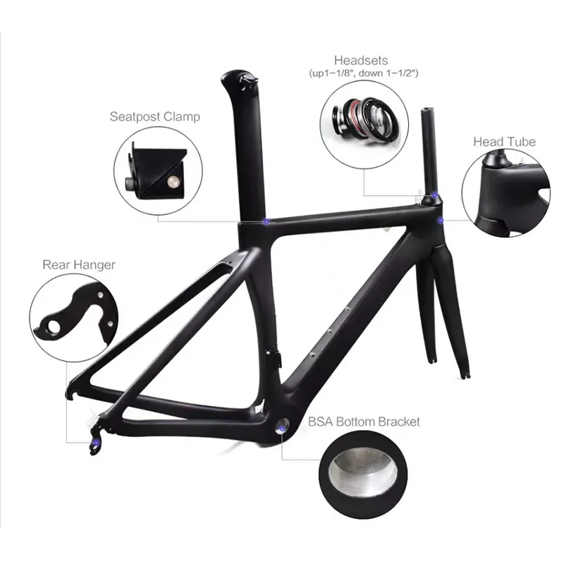 Full Carbon Road Bike Frame Disc Brake 700c Internal Line Carbon Fiber