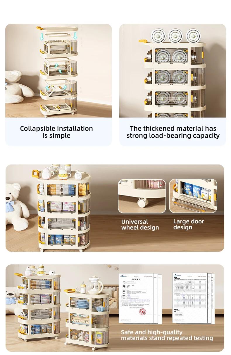 Wannuo 2/3/4 Layers Baby Supplies Storage Rack Bedroom Storage Shelf Removable Snack Cart Storage Rack factory