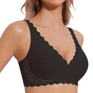 High Quality Wireless Sports Bra for Women Full Coverage Ladies V Neck Supportive Push up Seamless Soft Padded No Show Bra
