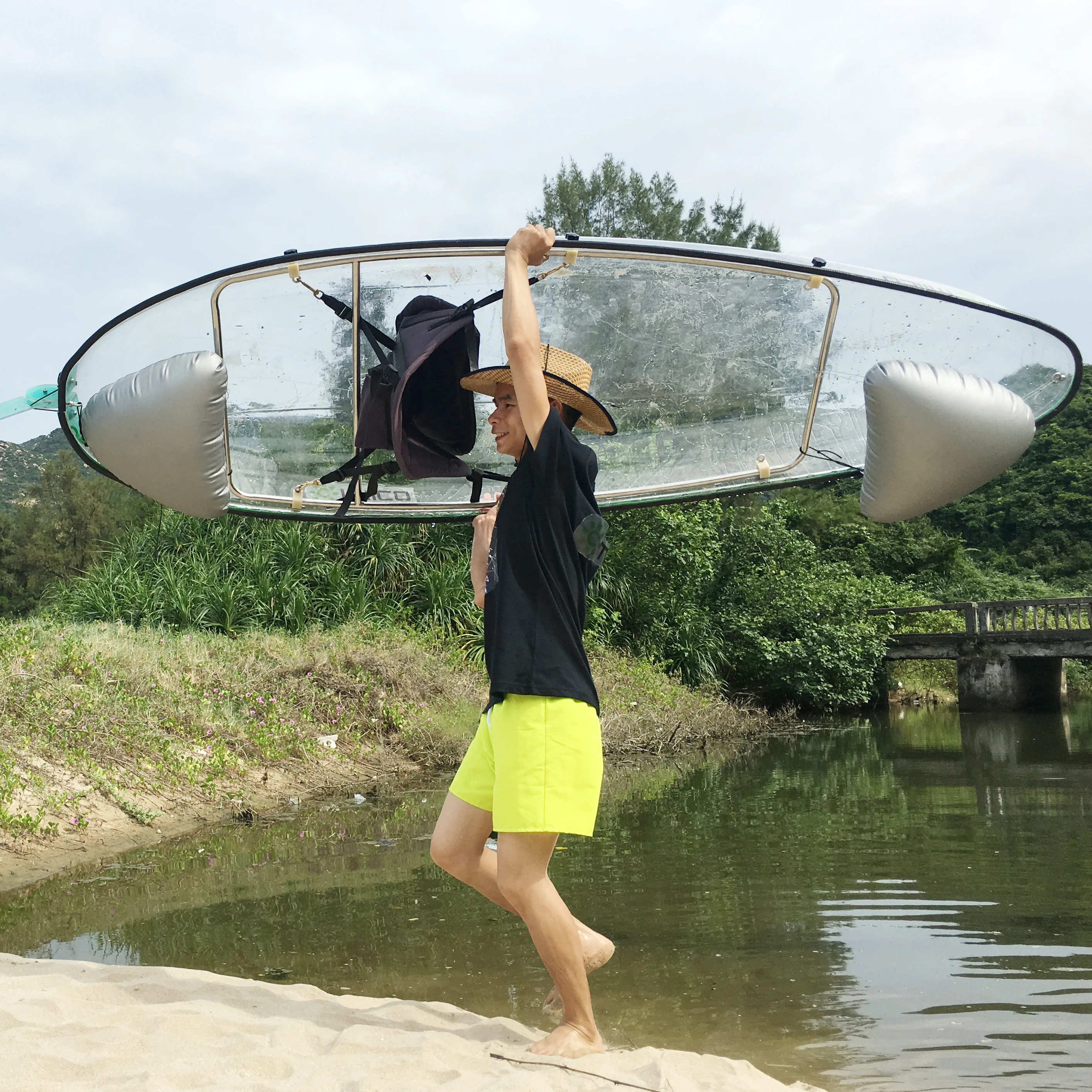 Kayak/canoe Put Led Light Transparent PC Leisure Vicking Sit on Top 8ft Kayak 1 Person 1 Years Transparent Canoe Lakes & Rivers