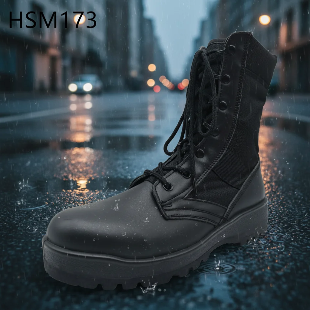ZYF,Rock Climbing High-Elasticity Sole Belleville Black Combat Boots Outdoor Practice 8 Inch Tactical Boots for Norway HSM173
