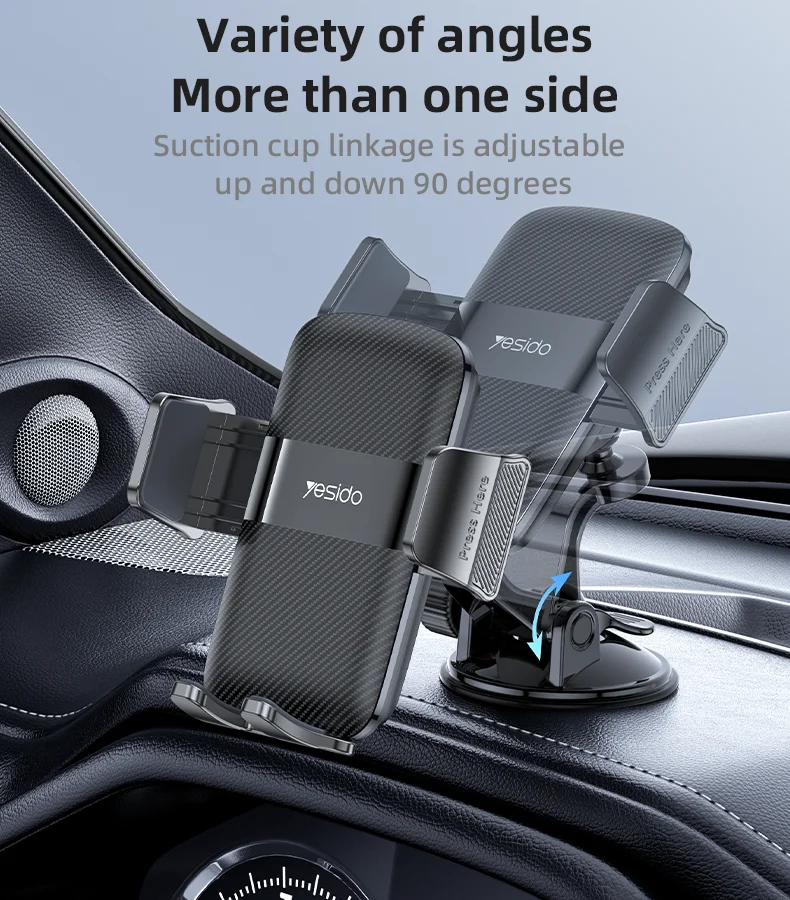 Yesido C175 ouverture à une touche 360 Angle de vision réglable Mini ventouse éjecteur Clip support pour téléphone