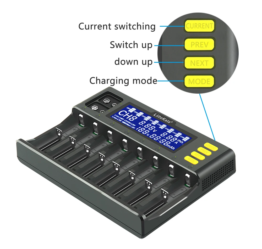 LiitoKala Lii-S8 18650バッテリー用充電器 9V Ni-MH対応 1年保証