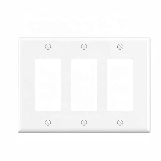 Hot Sales 3-Gang Switch Decor Wall Plate White Cover For Outside Wall Light