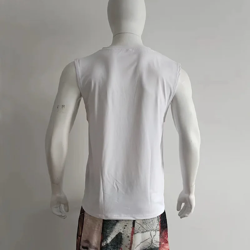 Men's Solid Color V Neck Vest Casual Breathable Sleeveless T-Shirt Vest956_voghion.com