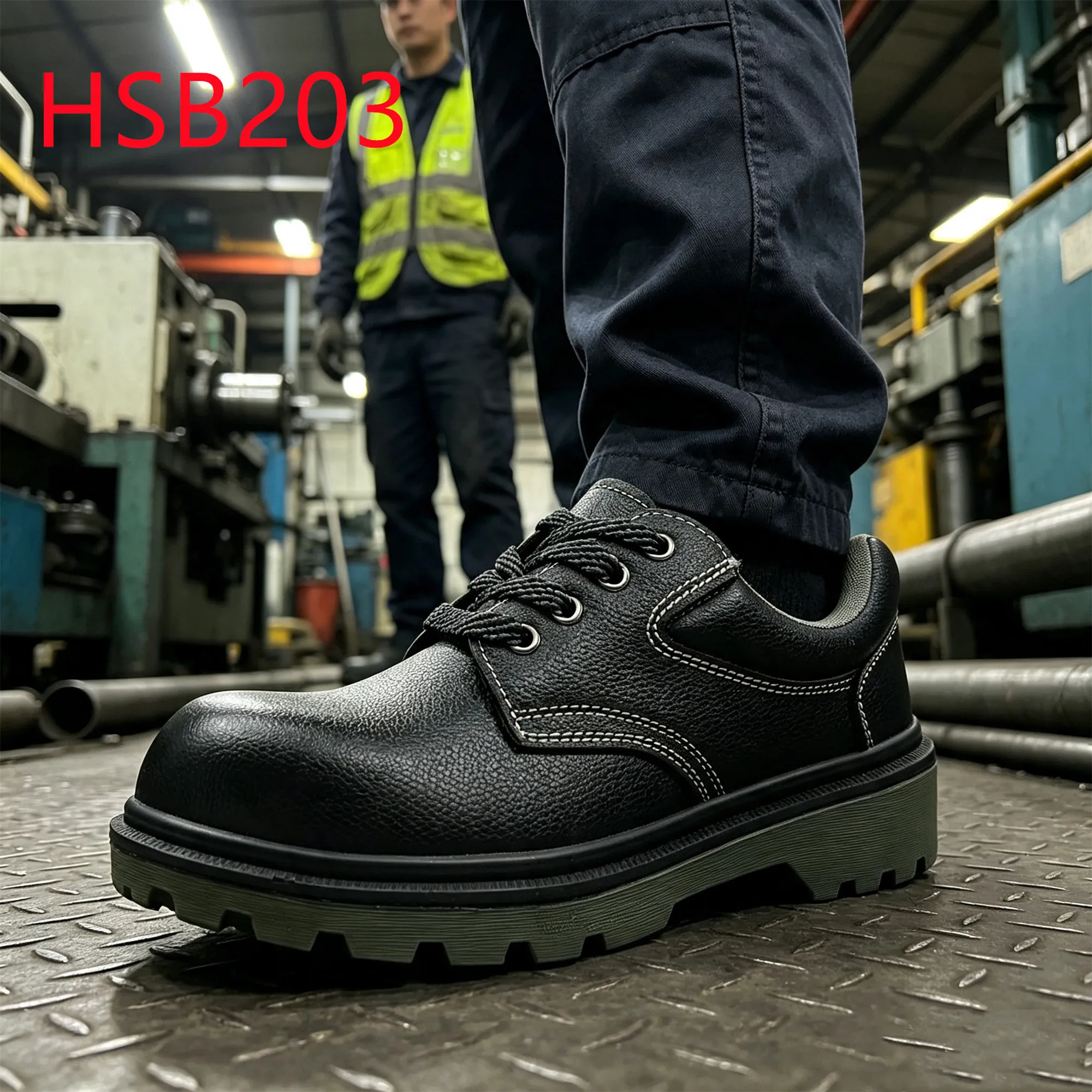 HY,worksite-ready Anti-penetration Hua Singh Safety Shoes With Steel Toe Oil-proof Green PU Injection Outsole Work Shoes HSB203