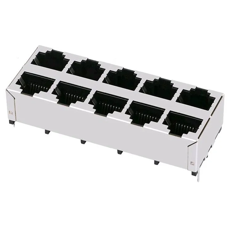 ZED1625NN Stacked 2x5 10 Port 8P8C Modular Jack Vertical 180 Degrees RJ45 Connector