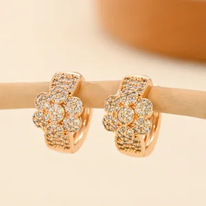 Champagne Gold Hoop Earrings Women European American Trendy Popular Exquisite Copper Alloy Gold-Plated Zircon Zirconia Earrings