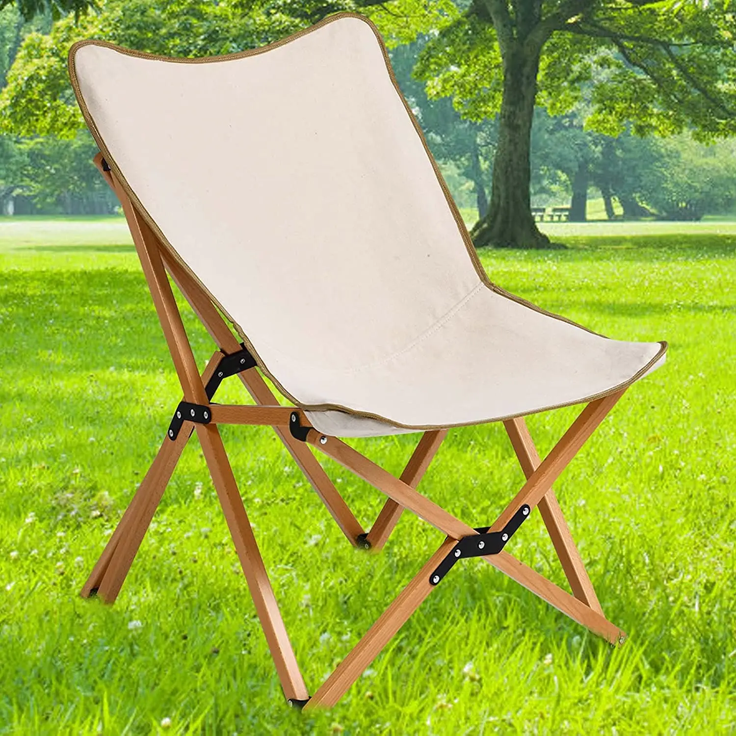 folding wood and canvas deck chairs