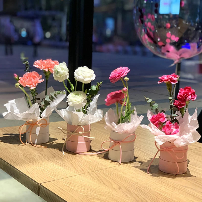 Custom Circle Flower Box Tube Round  Mini Flower Boxes for Bouquets Forever Rose