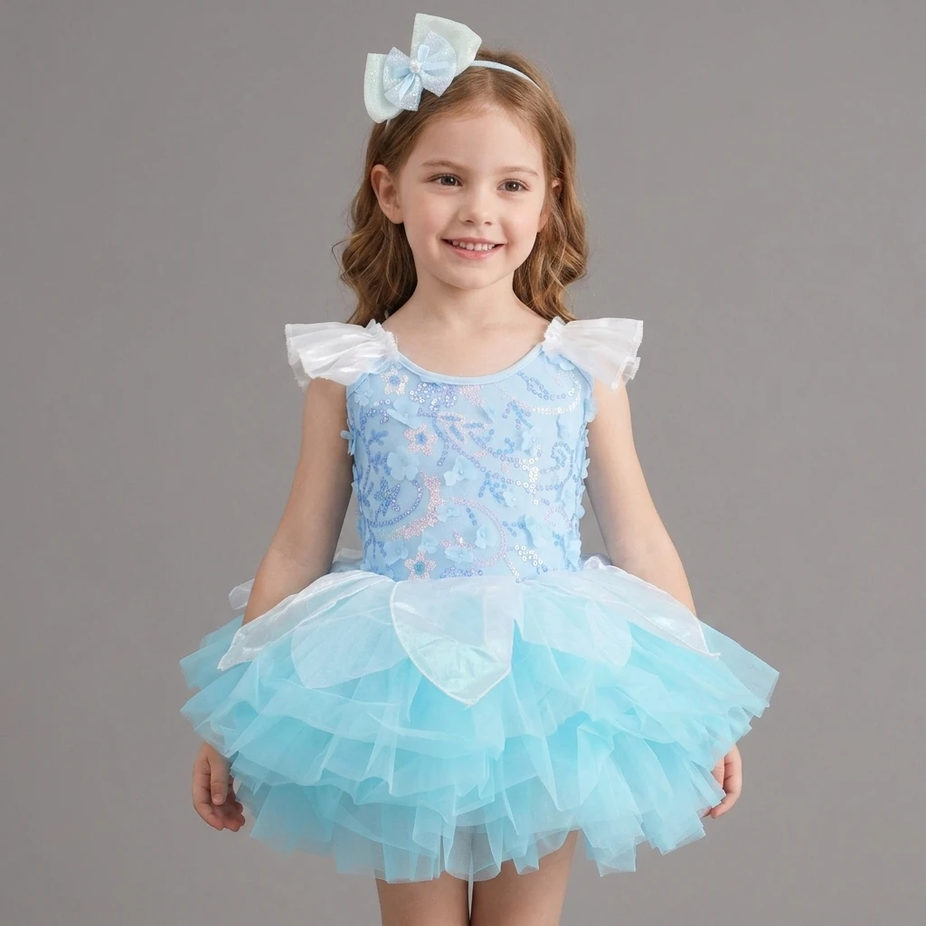 Girls' Ballet Tutu 3D Floral Dress