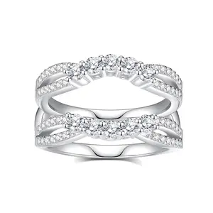 Custom 925 Sterling Silver Ring  Handmade Rings Real Sterling Sliver Mossanite Fashionable Brilliant Ring Sets for Women Jewelry