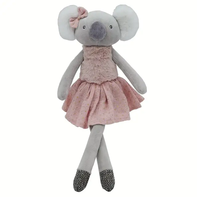 Wholesale Price  Soft toys Custom Pink Gauze Cotton Fabric Skirt  Stuffed Animals Ballerina Plush Koala kid doll toys for girls