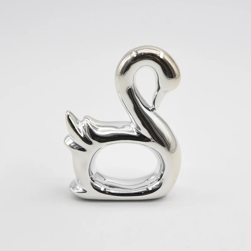 卸売装飾セラミックナプキンリング磁器白鳥ナプキンリングホルダー結婚