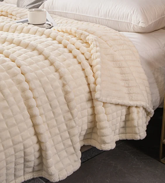 Promotion Custom 3D Diamond 100%Polyester Soft Comfortable Jacquard Flannel Fleece Throw Coral Joyous Character Four Seasons