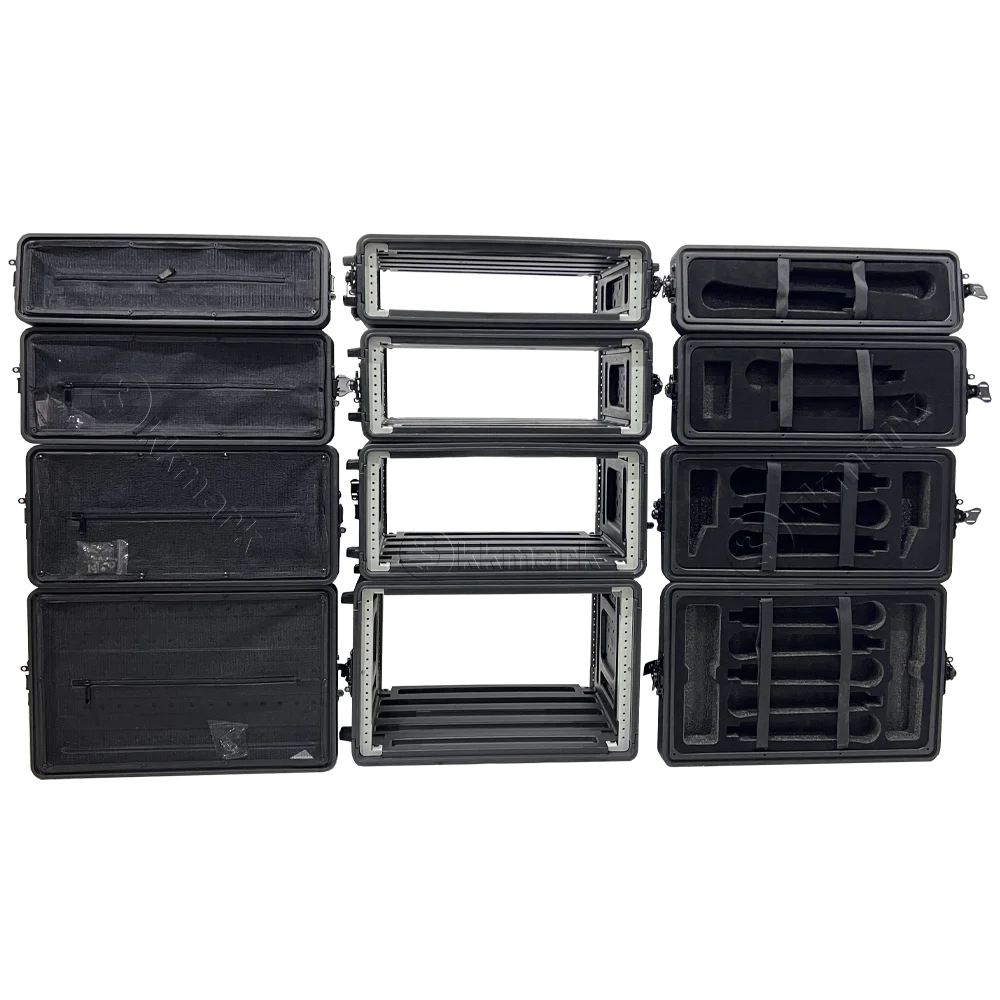 Removable Waterproof Fireproof PE HDPE 2U 3U 4U 6U 8U 10U 12U 14U 16U Amplifier Shock Mount Racks Plastic Flight case