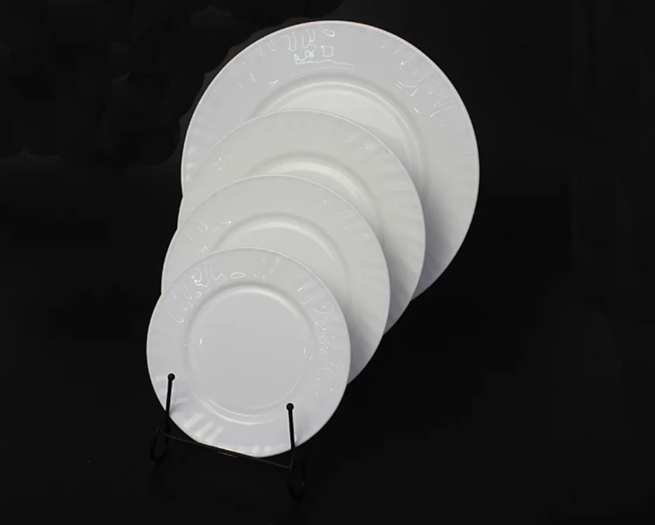 Restaurant Dinner Plates Modern Handmade Ceramic Tableware White Jade
