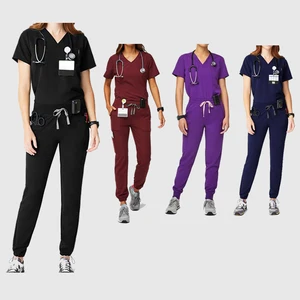Women's 2026 New Style Comfortable Fashion Pullover Nurse Top Uniforms Set Stretch Hospital Jogger Summer Medical Woven