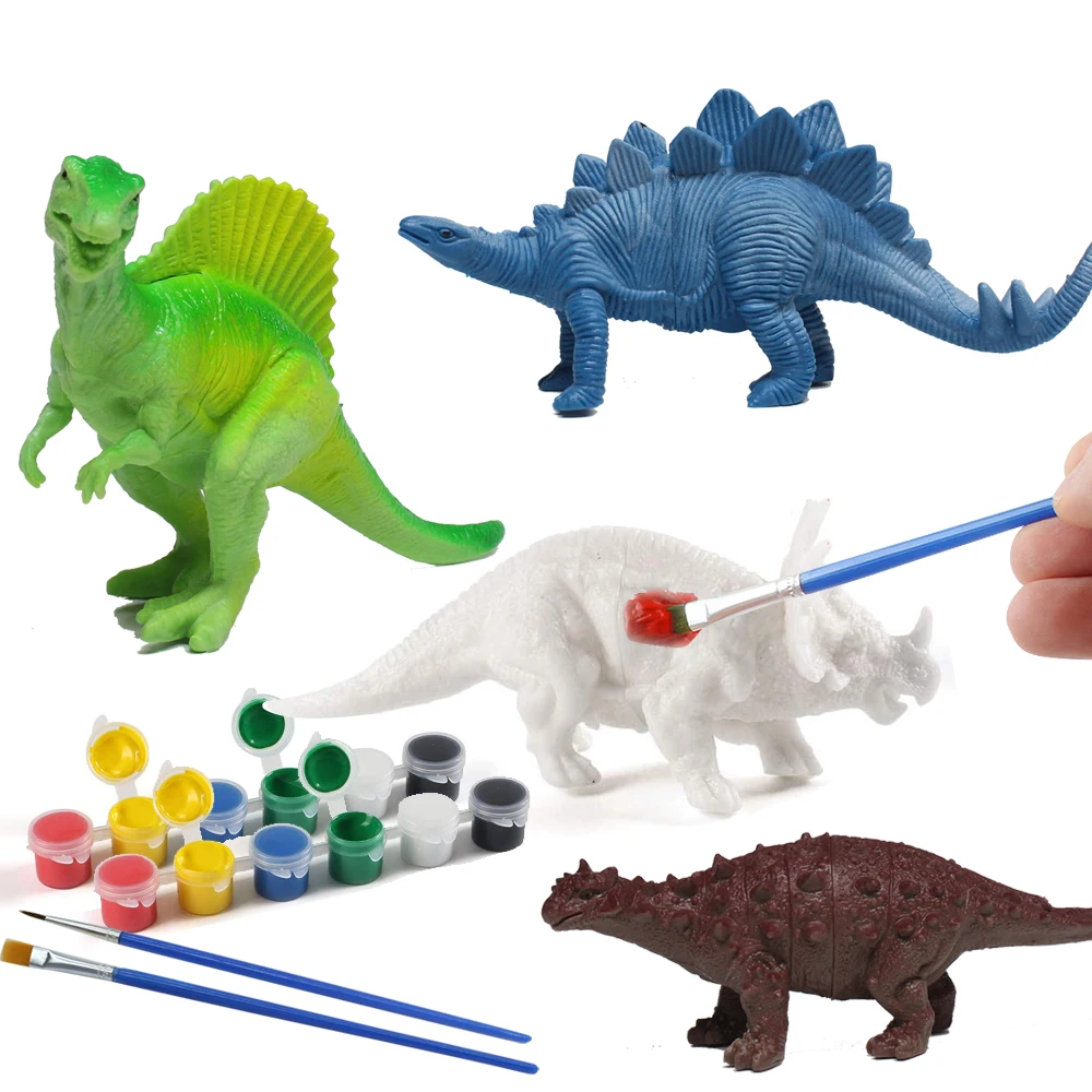 2 Pcs pintura brinquedo dinossauro - Kit pintura dinossauro artesanato, desenho  dinossauro com caixa embalagem colorida DIY presente criativo Uwariloy