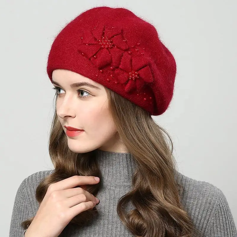 Warm and Stylish: Autumn Winter Rabbit Fur Beret Beanie display picture 1