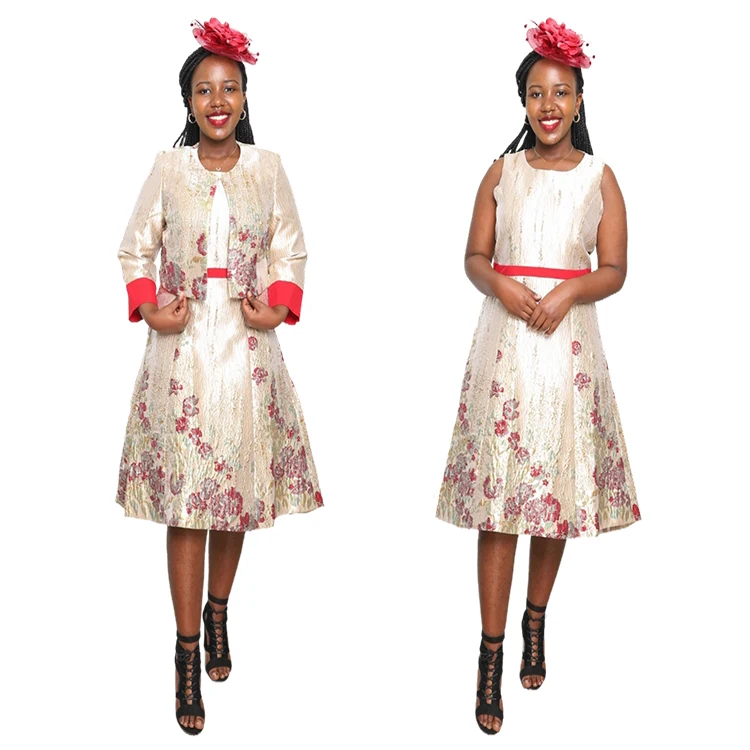 2022 Cheap Church Dresses For Black Women 2 Piece Skirt Set Elegant