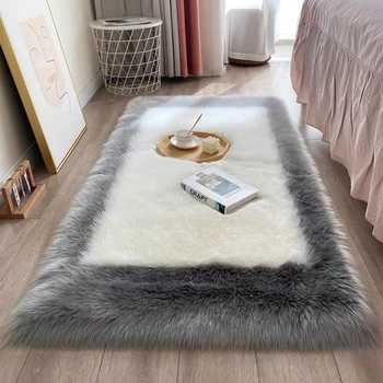 Back shape imitation wool thickened bedroom bed rug new simple fashion bay window long hair mat living room coffee table rug