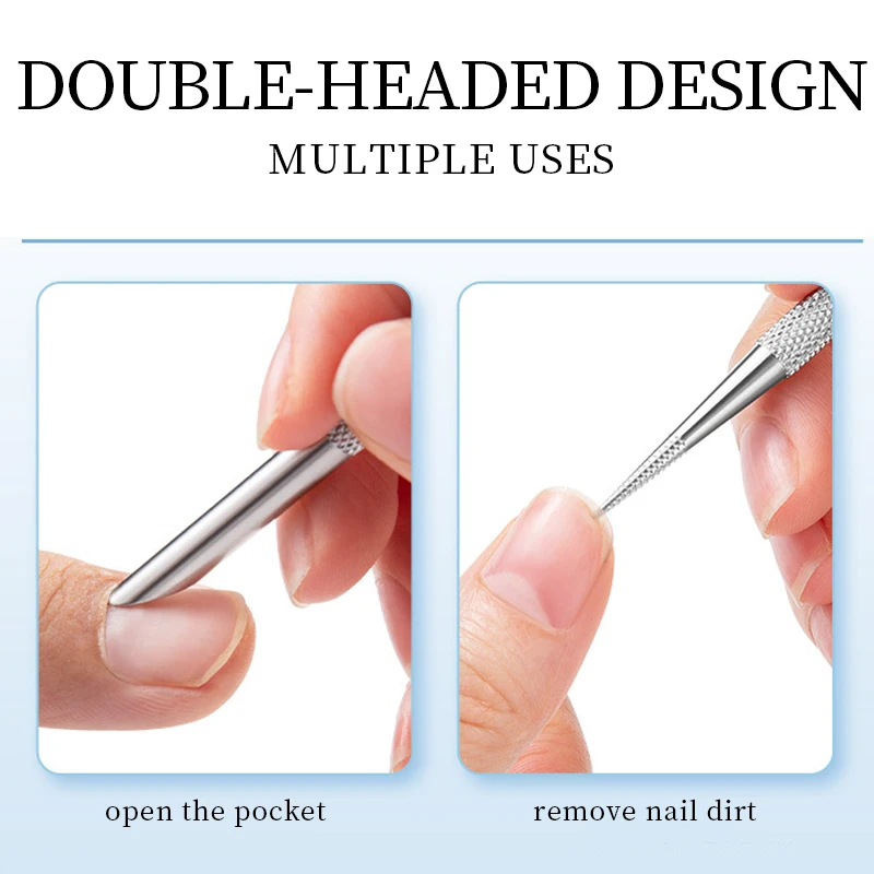 Zeepk Professional Stainless Steel Cuticle Pusher – Double-Sided Manicure & Pedicure Tool