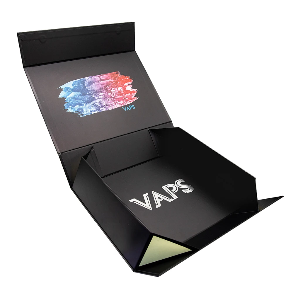 Custom Black Folding Magnetic Box Cardboard Packaging Magnetic Closure Gift Box