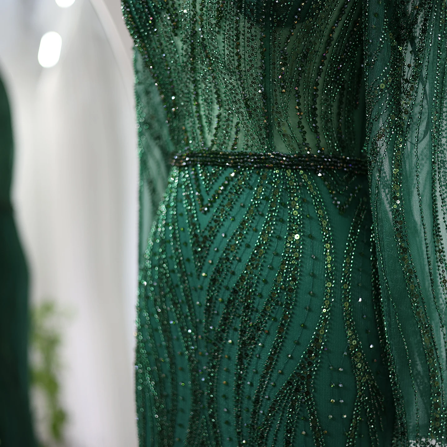emerald green long homecoming dress Long Emerald Green V-neck Prom Dress With Split — Bridelily main image 0