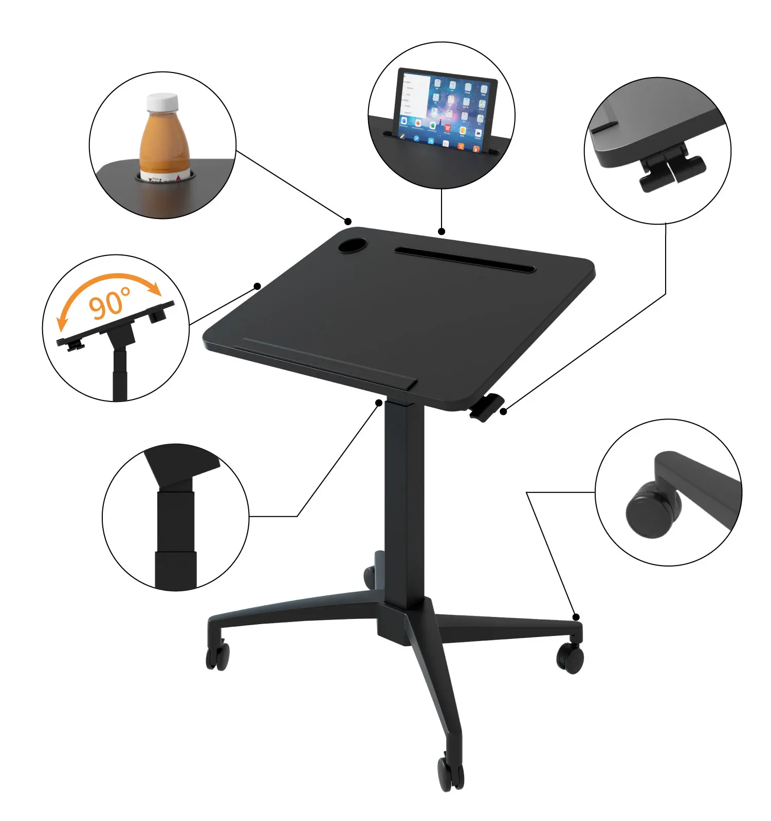 Foldable Standing And Lifting Worktable,Mobile Laptop,Bedside Office ...