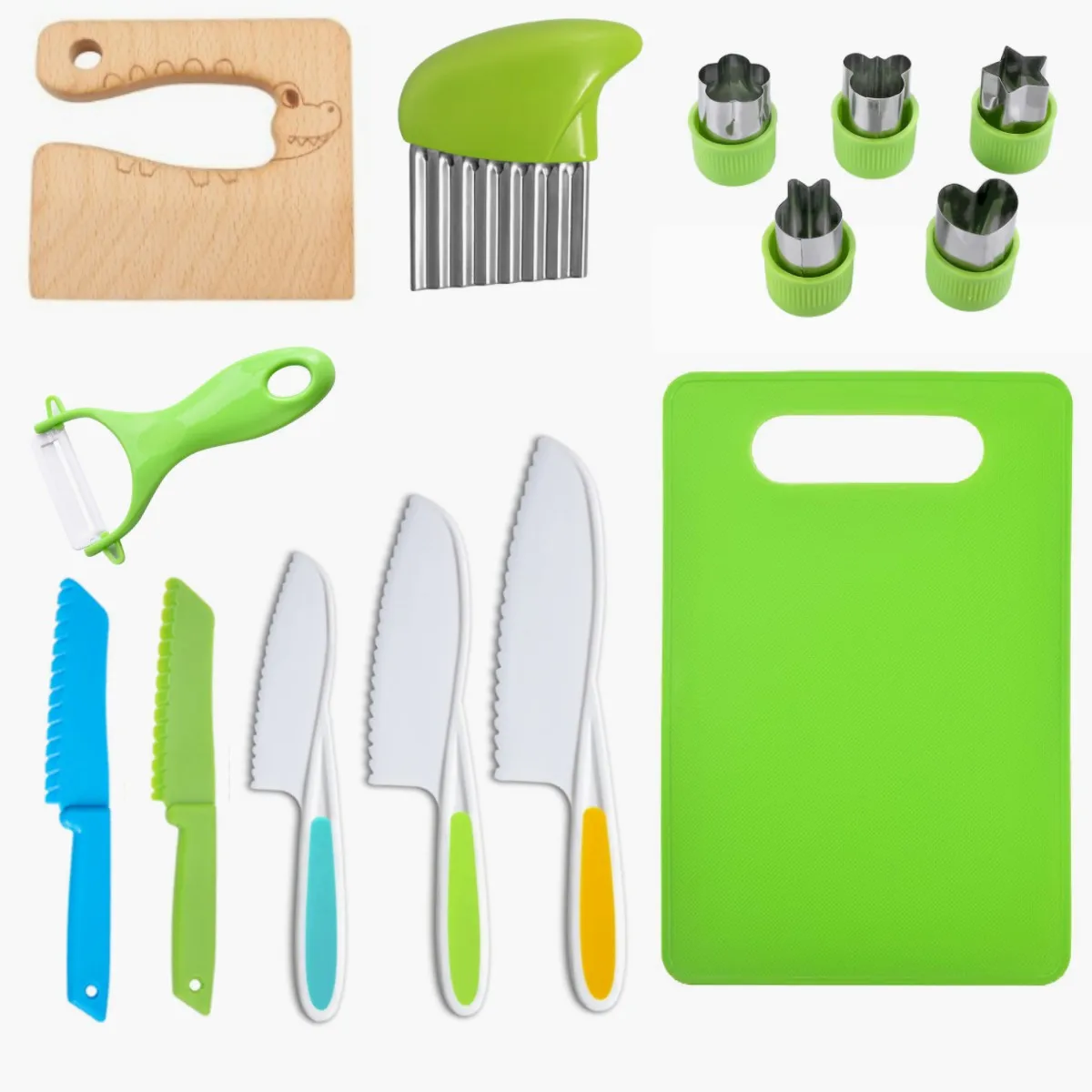 Customization Hot Sell Toddler Knife Real Cooking 14pcs Plastic Kids ...