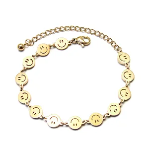Simple Fashion Charm Bracelet for Female Students Best Friend Titanium Steel Material Smiling Face Design
