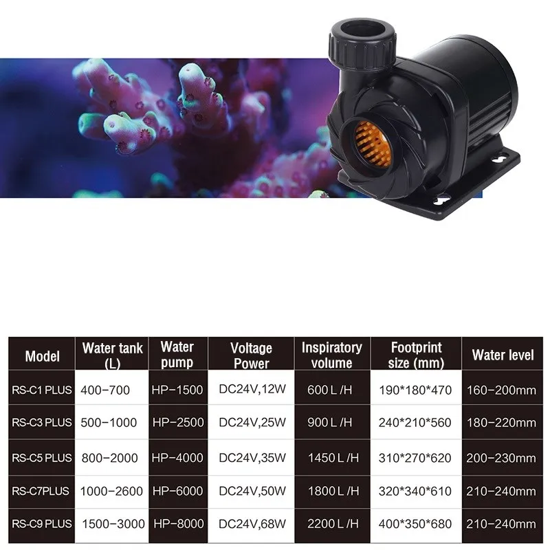 Newest RS-C Series Red Starfish Protein Skimmers Ultra Quiet Cylinder Metal DC Pump with Needle Wheel Durable and Efficient