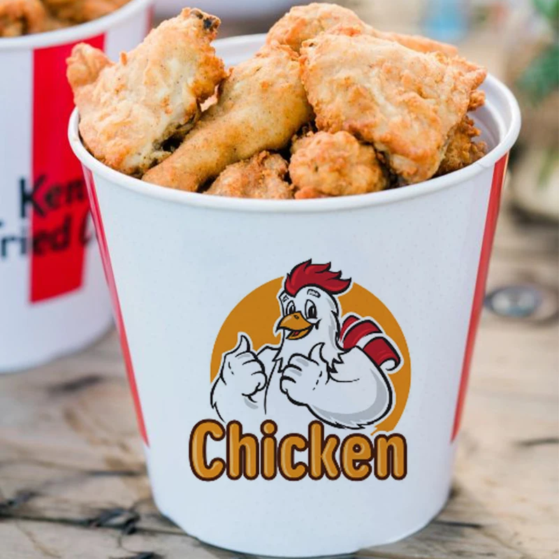 24 oz 26 28 30 oz Custom Logo Fast Food Packaging Fried Chicken Paper Bucket PE Coating Take Out Fried Chicken Buckets With Lid supplier