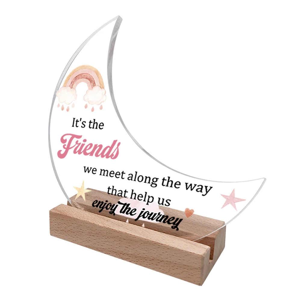 Производитель поставляет прозрачное акриловое украшение стола в форме Луны с деревянной подставкой