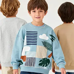 Custom-made Baby Children's Smart Casual Long Sleeve O-Neck Breathable 95% Cotton Sweatshirt for Spring Autumn