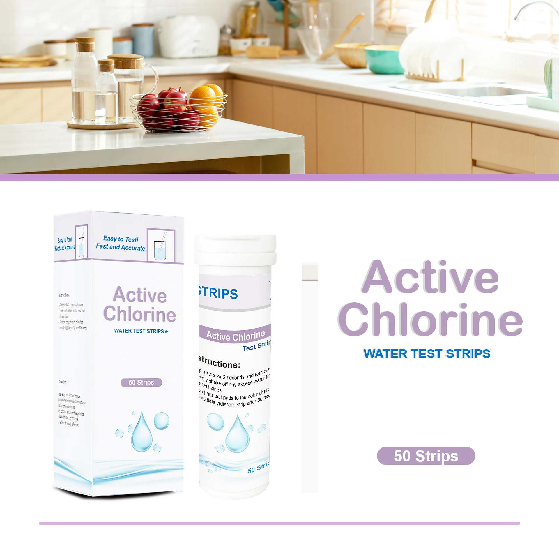 Active Chlorine Bleach Test Strips0 2000 Ppm For Sanitizing And