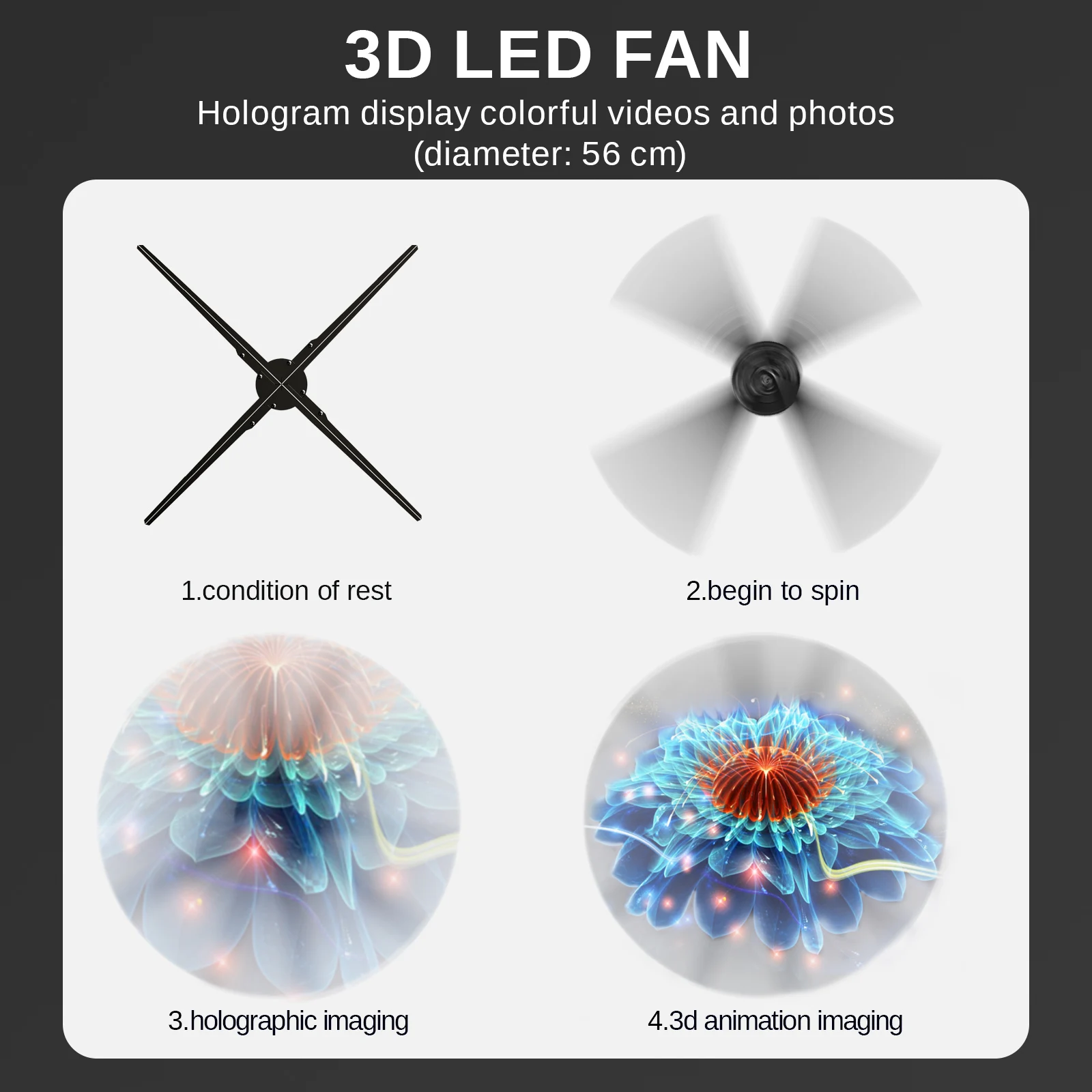 180CM Hologram Fan - 3D Holographic Display LED Projector