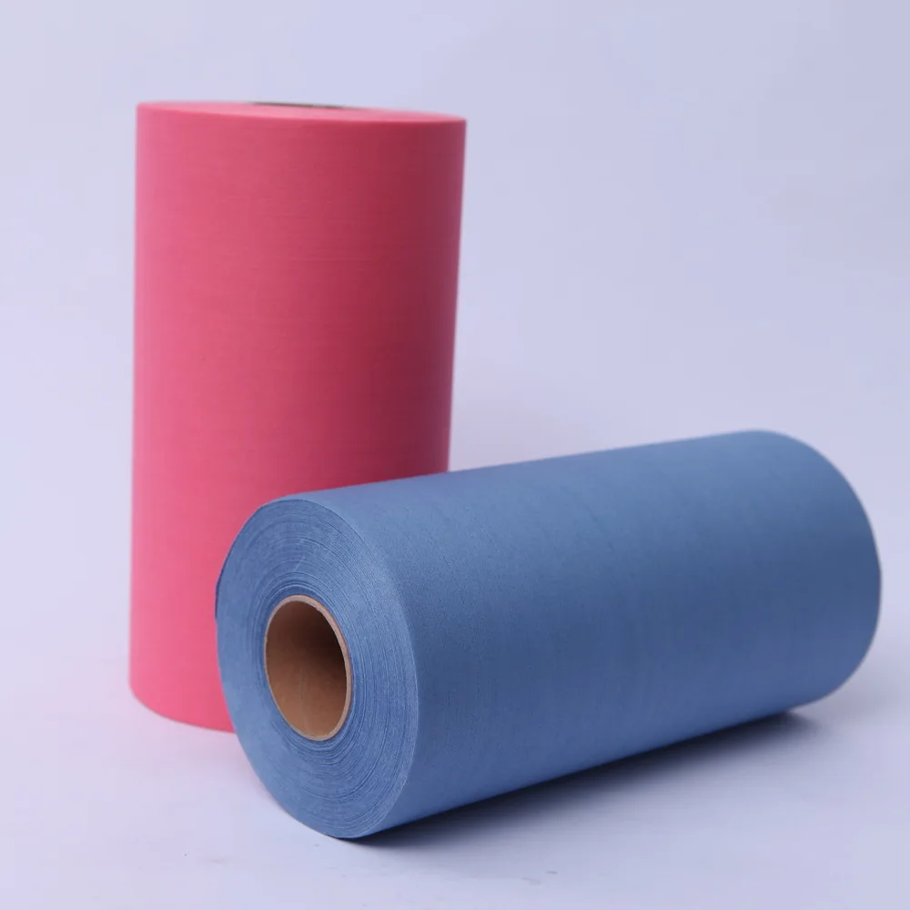 heavy duty multifunctional blue disposable wood pulp lint free industrial nonwoven fabric wipes hand cleaning cloth roll