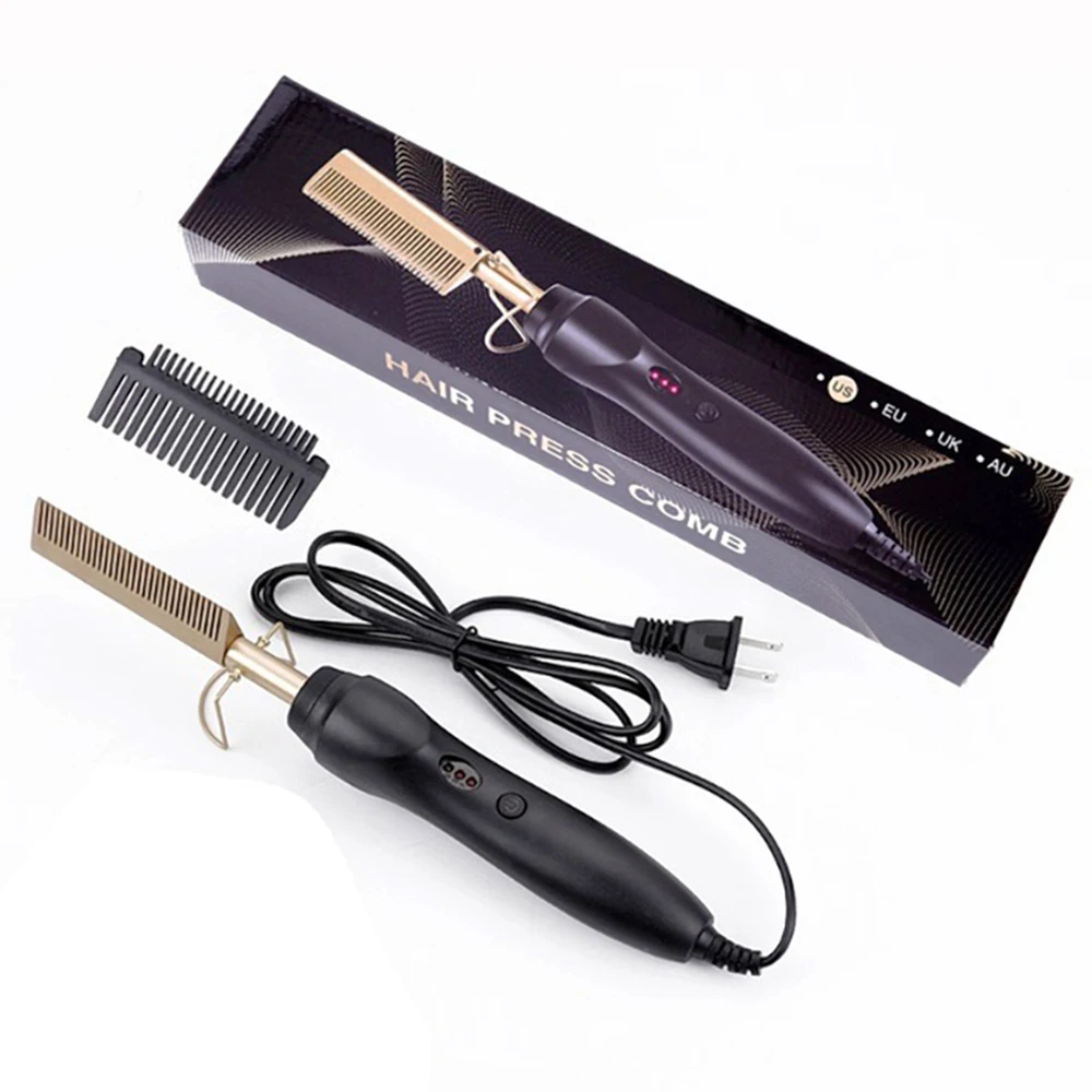 For Home Travel Use Heat Straightening Comb Copper Curling Curlers Portable Anti-Scald Beard Hair St