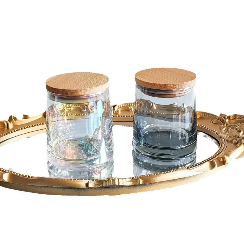 Choice Fun Simple Transparent Stock DIY Candlestick Holder Ornament Ashtray Colorful Sundae Jar Amber Scent Christmas Glass