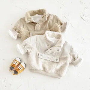 Customized Infant & Toddler Girls Winter Printed Leisure Loose Stitching Sweatshirt Thickened Warm Polyester/Cotton Jacket